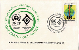 MYANMAR 1994 Mi 321 WORLD ENVIRONMENT DAY FDC - Myanmar (Birmanie 1948-...)