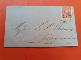 Alsace Lorraine - Affranchissement De Saales Sur Lettre Avec 1/2 Texte De St Dié Pour Sarreguemines En 1877 - J 394 - Briefe U. Dokumente