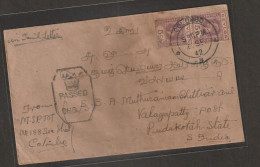 Ceylon Stamp On Cover From Colombo To India With Censor CANCELLATION 1942 2ND WORLD WAR PERIOUD (A204) - Sri Lanka (Ceylan) (1948-...)