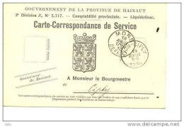 CP Service Gouvernement Provincial Hainaut 1910 - Otros & Sin Clasificación