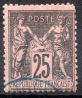 FRANCE / SAGE TYPE II N° 91  25c Noir Sur Rouge  Oblitéré - 1876-1898 Sage (Tipo II)