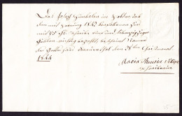 1844 Offizieller Beleg, Stempelpapier Mit Prägung Ohne Wertangabe Canton Zug. Gelistet Im Gainon Katalog - Fiscales