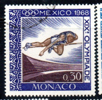 MONACO 1968 OLYMPIC GAMES OLIMPIQUE JEOUX MEXICO CITY HIGH JUMP 30c USED USATO OBLITERE' - Gebruikt