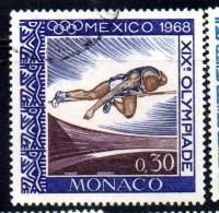 MONACO 1968 OLYMPIC GAMES OLIMPIQUE JEOUX MEXICO CITY HIGH JUMP 30c USED USATO OBLITERE' - Used Stamps