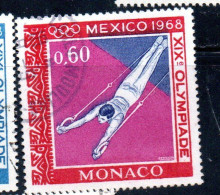 MONACO 1968 OLYMPIC GAMES OLIMPIQUE JEOUX MEXICO CITY GYMNAST ON RINGS 60c USED USATO OBLITERE' - Usados