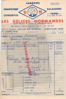 93- AUBERVILLIERS- FACTURE DELICES NORMANDES - 1955  47 RUE SOLFERINO-CHARCUTERIE CONSERVES SALAISONS - Lebensmittel