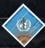 MONACO 1968 WHO OMS EMBLEM 20th ANNIVERSARY 60c USED USATO OBLITERE' - Used Stamps