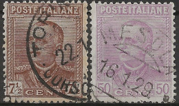 IT224-225U7 Regno D'Italia 1928, Sassone Nr. 224/25, Serie Cpl Di 2 Francobolli Usati Per Posta °/ - Oblitérés