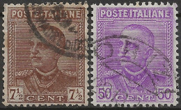 IT224-225aU2 Regno D'Italia 1928, Sassone Nr. 224/25a, Serie Cpl Di 2 Francobolli Usati Per Posta °/ - Oblitérés