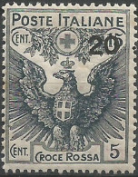 Regno 1915 Pro Croce Rossa C.20/15+15 Sassone #104 **MNH Varietà "Punto Dopo 20" - Collections