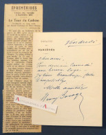 ● Henry BOCAGE Théâtre Des Variétés Né à Vitry-sur-Seine - Dramaturge - Billet Lettre Autographe - Touzé - Attori E Comici 