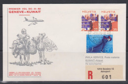 Suisse FDC 1978 Swissair Vol Genève Kuwait 992 Paysage Suisse Centrale 1012 Patinage De Vitesse - FDC