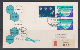 Suisse FDC 1968 Swissair Vol Zurich Dar Es Salaam Tanzanie 805 Aéroport De Genève 793 Tunnel Routier De San Bernardino - FDC