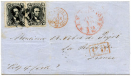 ETATS UNIS - 15 CTS LINCOLN X2 SUR LETTRE DE NEW YORK POUR LA FRANCE, 1867 - Covers & Documents