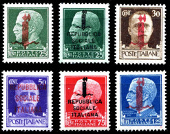 1944 REGNO Repubblica Sociale Serie N° 107 6v. Completa RSI Imperiale Soprastampata Fascetti MNH ** Integri R.S.I. - Neufs