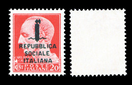 1944 REGNO Repubblica Sociale 20c. Sassone 495/A RSI Imperiale Soprastampata Fascetti MNH ** Integro R.S.I. - Neufs