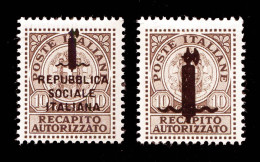 REGNO Repubblica Sociale 1944 Recapito Autorizzato Serie 2000 Sassone 3A E 3B RSI  Fascetti MNH ** Integri R.S.I. - Neufs