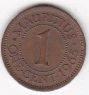 Ile Maurice , 1 Cent 1965 , Elizabeth II , En Bronze , KM# 31 - Mauricio