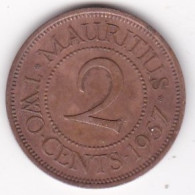 Ile Maurice , 2 Cents 1957 , Elizabeth II , En Bronze , KM# 32 - Mauricio