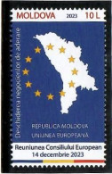 Moldova 2023 . Negotiations Moldova-European Union (Maps). 1v. - Moldavie