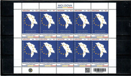 Moldova 2023 . Negotiations Moldova-European Union (Maps). Sheetlet Of 10 - Moldavië