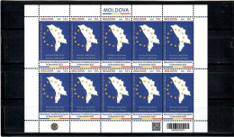 Moldova 2023 . Negotiations Moldova-European Union (Maps). Sheetlet Of 10 - Moldavia