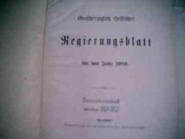 Großherzoglich Hessisches Regierungsblatt Für Das Jahr 1916 - Diritto