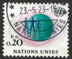 United Nations, Geneva 1969. Scott #3 (U) Three Men United Before Globe - Used Stamps