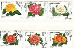 1994 FLOWERS - ROSE 6 V.- Used (O) BULGARIA / Bulgarie - Usati