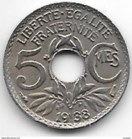 France 5 Centimes 1938   Km 875  Unc !!! - 5 Centimes