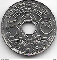 France 5 Centimes .1939 .  Km 875a  Unc !!! - 5 Centimes