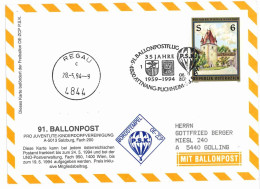 Regulärer Ballonpostflug Nr. 91c Der Pro Juventute [RBP91b] - Per Palloni