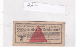 Billet Allemand Camp Prisonniers  39-45 Ww2 - 5 Reichsmark