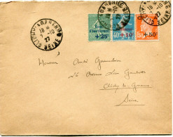 FRANCE LETTRE AFFRANCHIE AVEC LES N°246 / 248 DEPART CLICHY LA GARENNE 7-10-27 SEINE POUR LA FRANCE - 1927-31 Sinking Fund