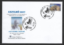 Espagne Cachet Commémoratif 2017 Mahón Ile Menorca Any Rubió I Tuduri Spain Menorca Island Event Postmark España - Cartas & Documentos