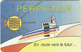 Télécarte. PERPIGNAN. En Route Vers Le Futur... Ancienne Carte à Puce De Parking. - Cartes De Stationnement, PIAF