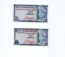 Lot  2 Billets Différents Monnaie Malaysia Malaisie $1 TB Neufs 2 Scans - Maleisië