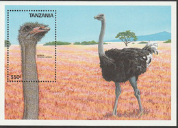 TANZANIE - BLOC N°74 ** (1989) Oiseaux : AUTRUCHES - Tanzanie (1964-...)