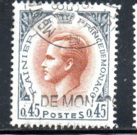 MONACO 1969 RANIER III PRINCE 45c USED USATO OBLITERE' - Used Stamps