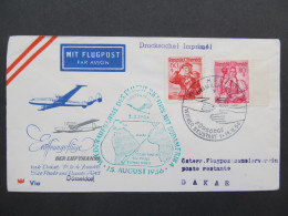 BRIEF Flugpost Ballonpost Wiener Neustadt 1956 - Dakar Lufthansa /// P1602 - Primi Voli