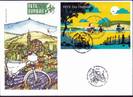 Enveloppe Souvenir FDT à Conflans Sainte Honorine11 03 2023 Avec Le Bloc Feuillet Cyclotourisme - Souvenir Blocks & Sheetlets
