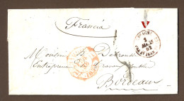 !!! LETTRE D'ESPAGNE POUR LA FRANCE PAR SAINT JEAN DE LUZ DE 1862 - Entry Postmarks