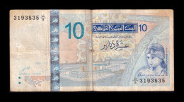 Túnez Tunisia 10 Dinars 2005 Pick 90 Bc/Mbc F/Vf - Tunisia