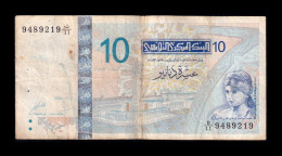 Túnez Tunisia 10 Dinars 2005 Pick 90 Bc/Mbc F/Vf - Tusesië