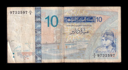 Túnez Tunisia 10 Dinars 2005 Pick 90 Bc/Mbc F/Vf - Tunisie