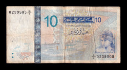 Túnez Tunisia 10 Dinars 2005 Pick 90 Bc/Mbc F/Vf - Tunesien