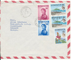 Dominica Air Mail Cover Sent To Denmark 10-8-1967 With More Stamps (tear At The Top Of The Cover) - Dominica (...-1978)