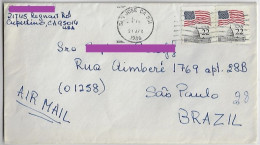 USA United States 1986 Cover From San José To São Paulo Brazil Pair Of Stamp 22 Cts Flag Over Capitol Dome Sorting Marks - Cartas & Documentos