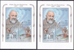 1999 Vaticano Vatican  PADRE PIO 2 Foglietti MNH** FATHER PIO 2 Leaflets - Blocs & Feuillets