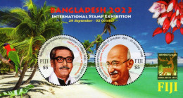 Fiji - 2023 - Bangladesh 2023 Stamp Exhibition - Mujibur Rahman And Mohandas Gandhi - Mint Souvenir Sheet - Fidji (1970-...)